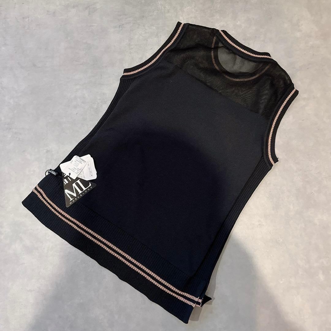 新品 ✨ マークアンドロナ シースルー ベスト 春ニット マーク&ロナ 黒