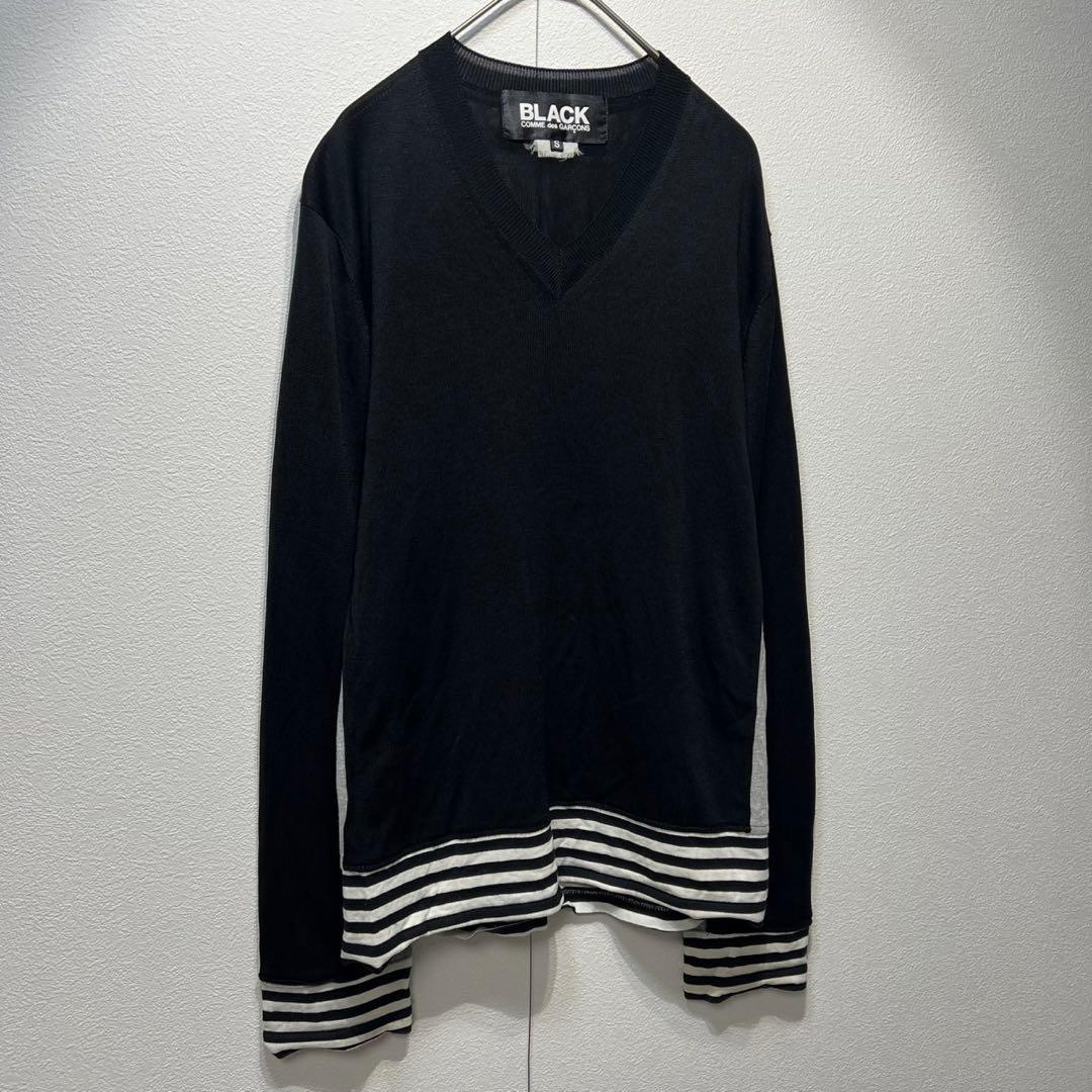 希少 10年製 ブラックコムデギャルソン 上質 ドッキング デザイン ニット S