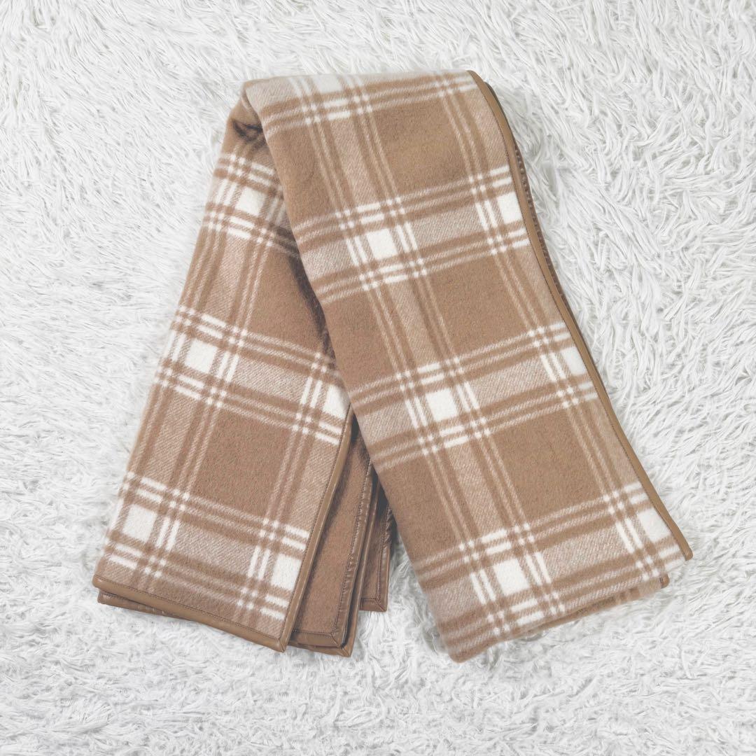 美品✨ ダイアグラム ウールビーバーチェックコート ストール付 36 ミドル丈