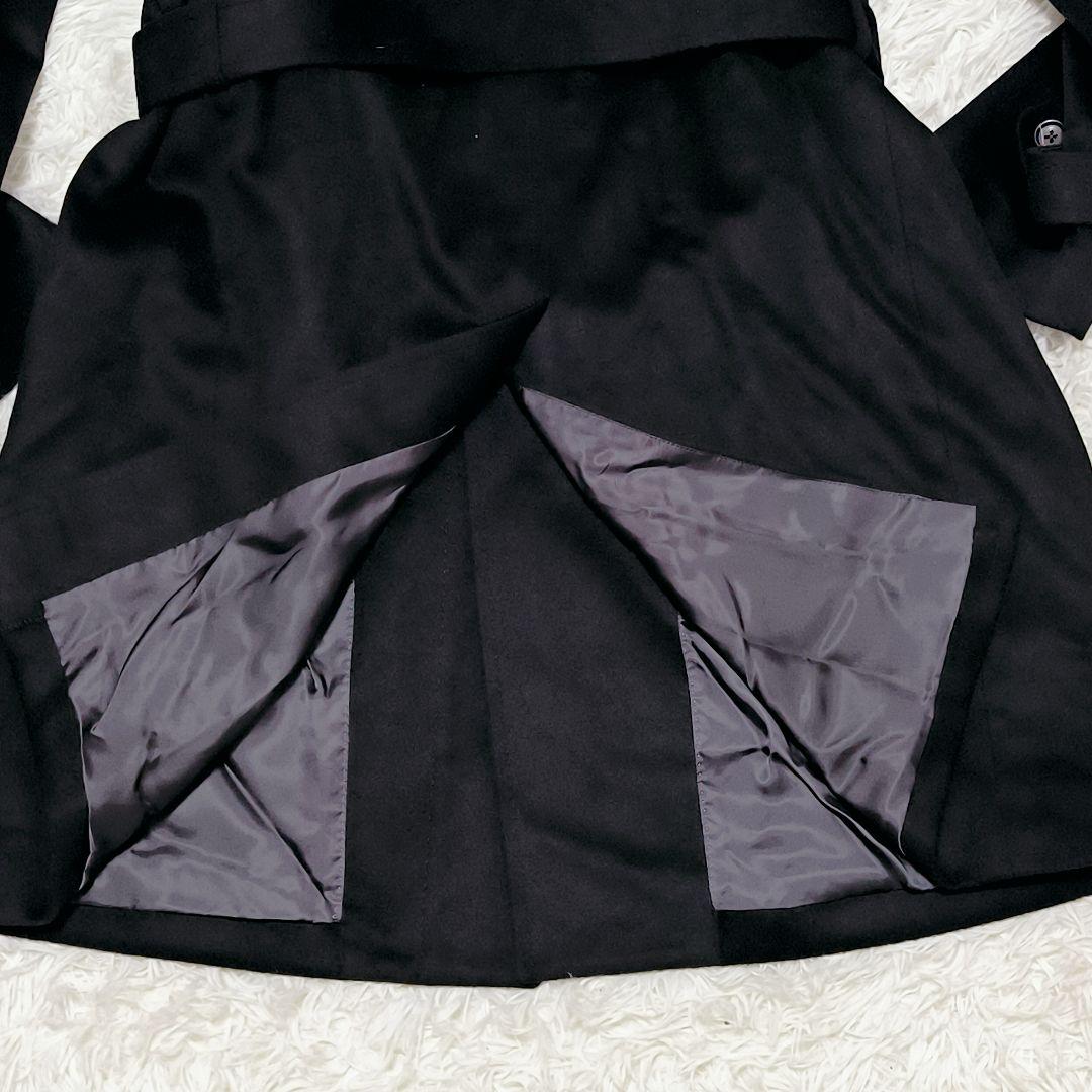 ピュアカシミヤ100% ステンカラーコート ベルト付 ロングコート