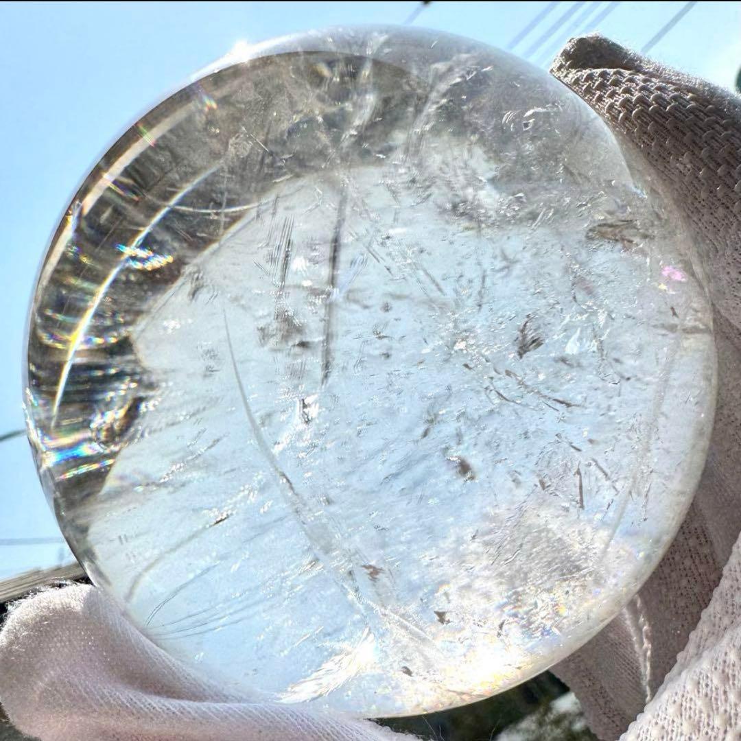 綺麗 虹入り ヒマラヤレインボー 水晶 丸玉 83.2mm