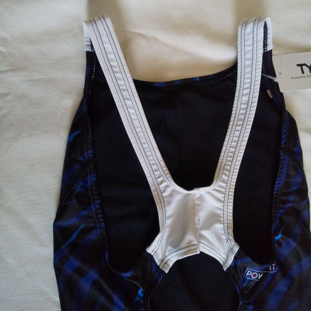 新品 TYR 競泳用水着 ハイバックL黒×ネイビー×ブルー日本製