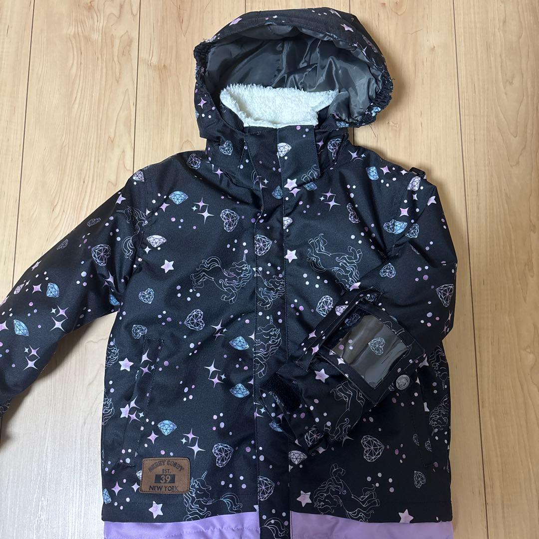 子ども用スキーウェア サイズ120 黒紫 ユニコーン柄