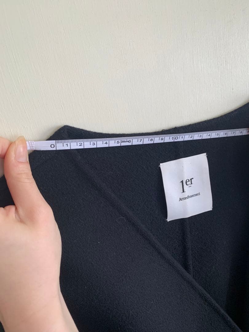 極美品 プルミエアロンディスモン ダブルビーバー ノーカラー ロングコート 黒