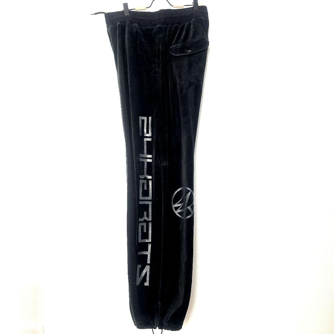 24karats ベロア セットアップ 上下セット 黒 刺繍 ロゴ ジャージ