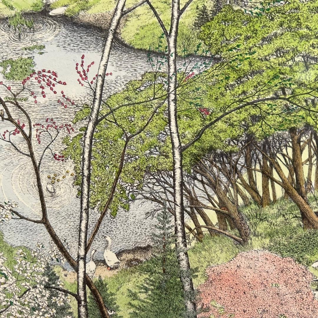 美品 スーザン・ハント・ウォルコッツ「EARLY SPRING」銅版画 サイン入