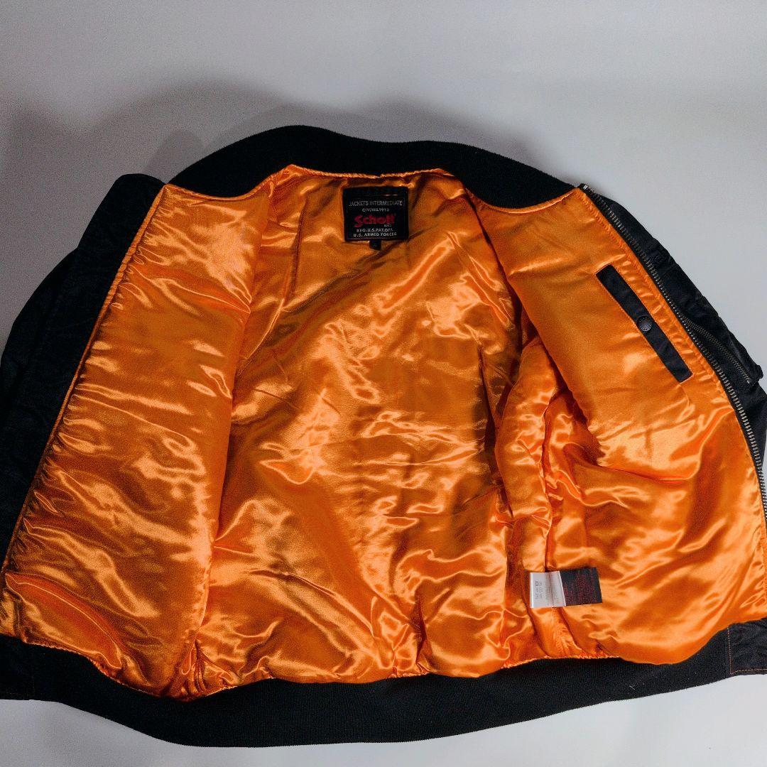 【美品】Schott NYC MA-1 フライトジャケット ブラック オレンジ