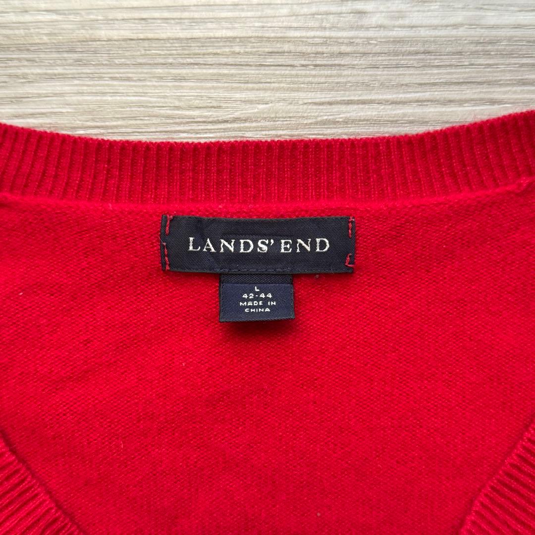 LANDSEND】 ランズエンド カシミヤニット 赤 Vネック - メルカリ