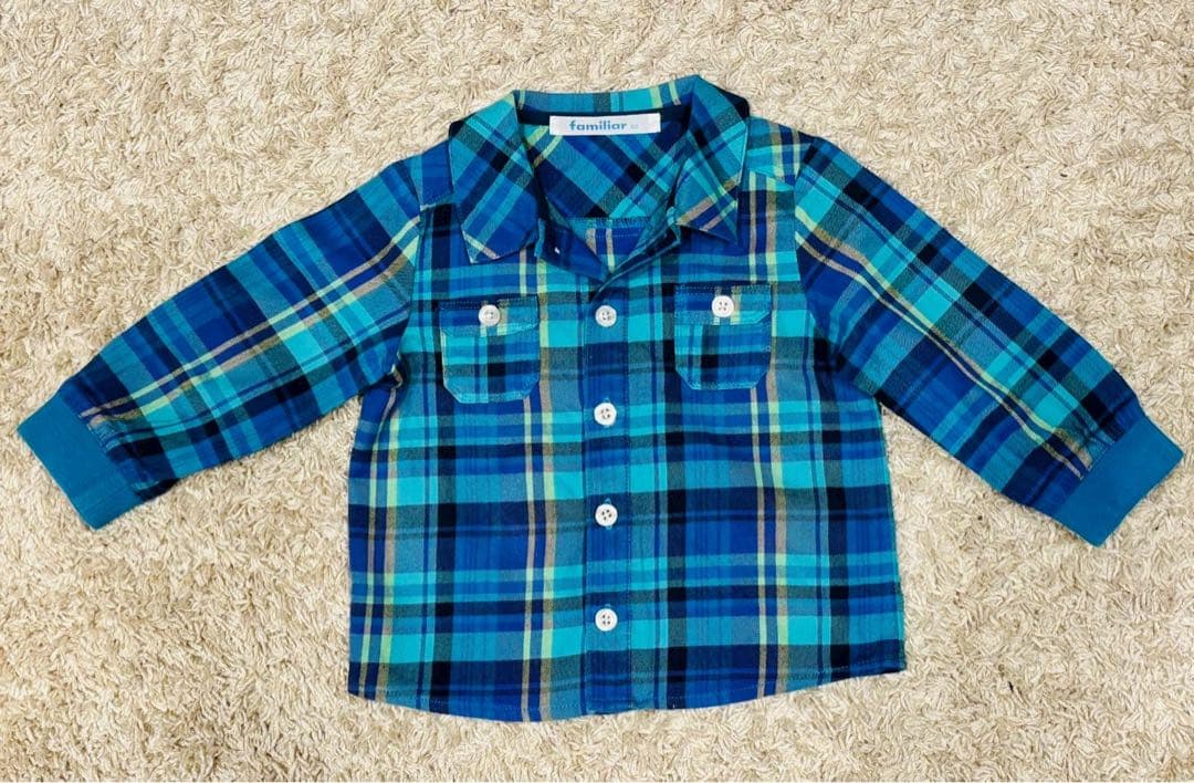 美品】 familiar チェック柄長袖シャツ 80サイズ - メルカリ