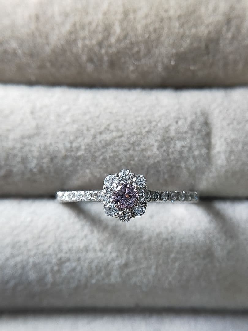 FANCY PURPLISH PINK 0.087ct ピンクダイヤリング