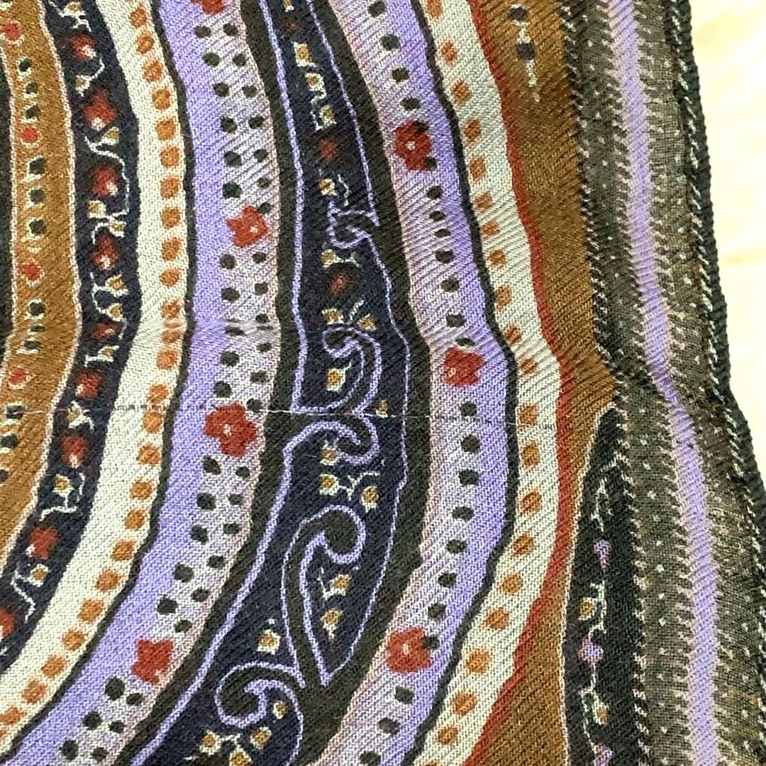 【希少カラー】 エトロ 大判ストール スカーフ ペイズリー パープル ブラウン
