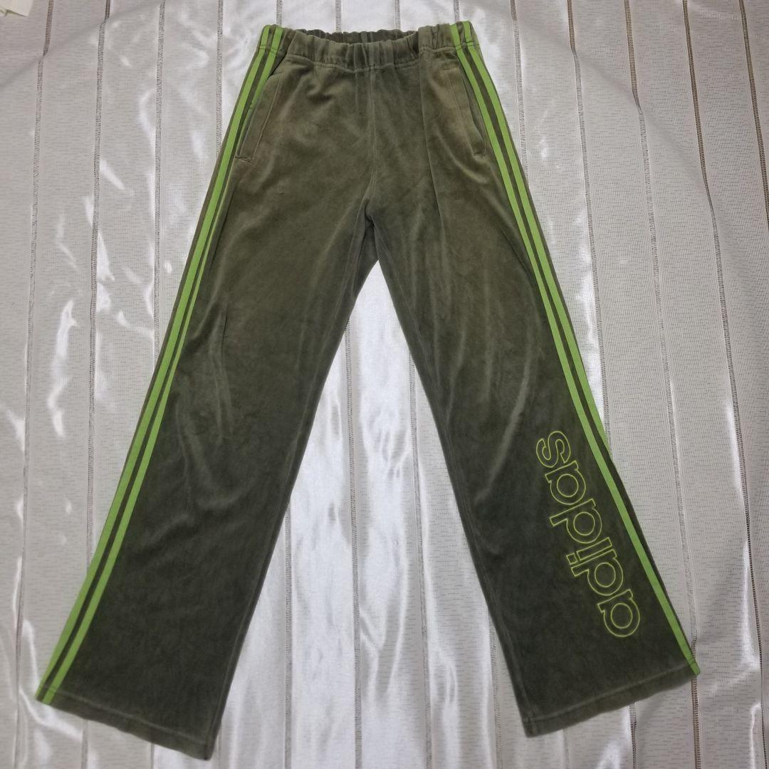 【adidas】オリーブグリーン/カーキ ベロア ジャージ セットアップ M
