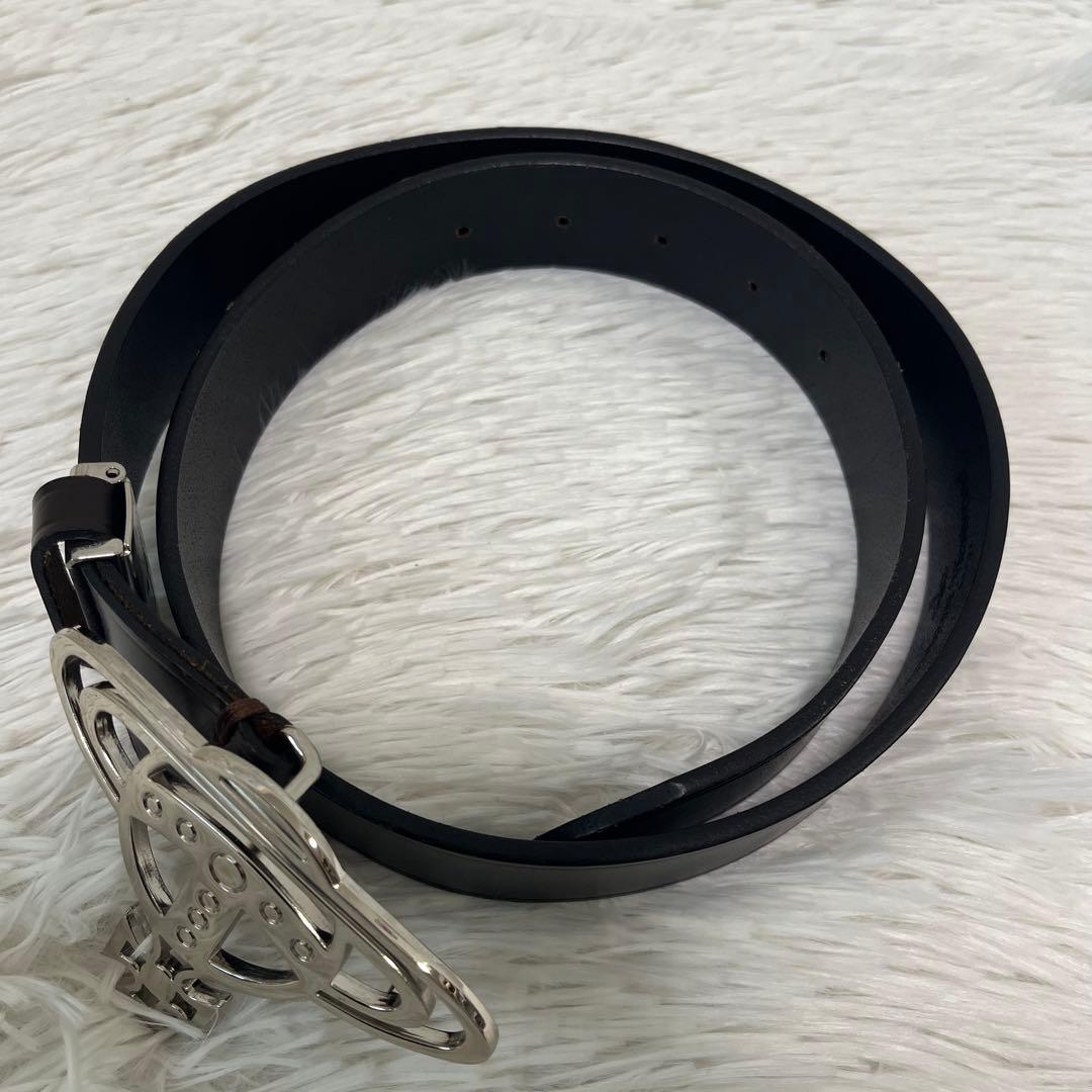 ヴィヴィアンウエストウッド レザーベルト ダークブラウン オーブ シルバー