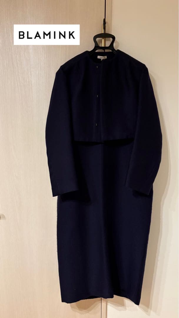 ☆美品【BLAMINK】 Vネックノースリブワンピース (NAVY)