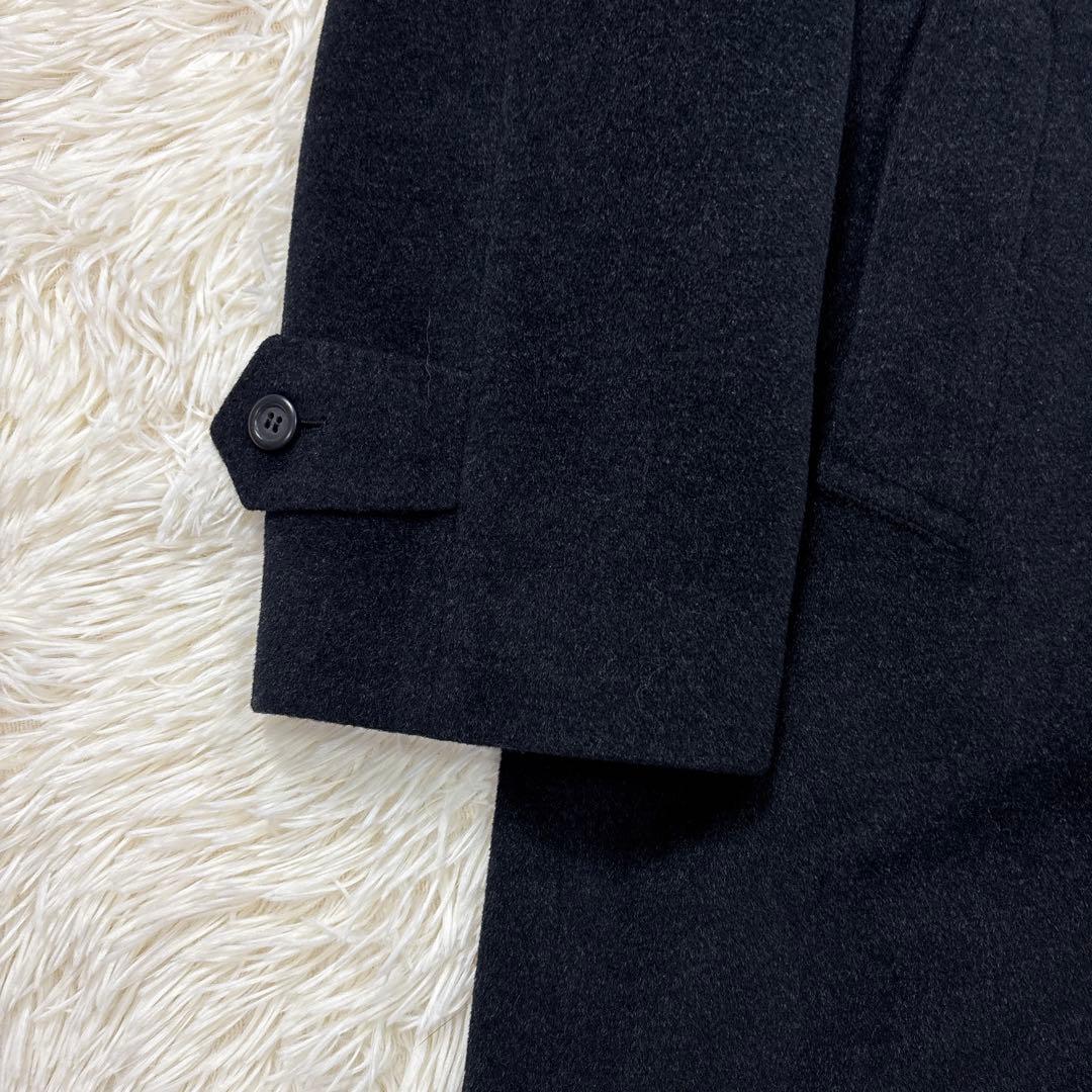 美品✨五大陸　希少XXL ロング丈 ステンカラーコート 黒 アンゴラ混