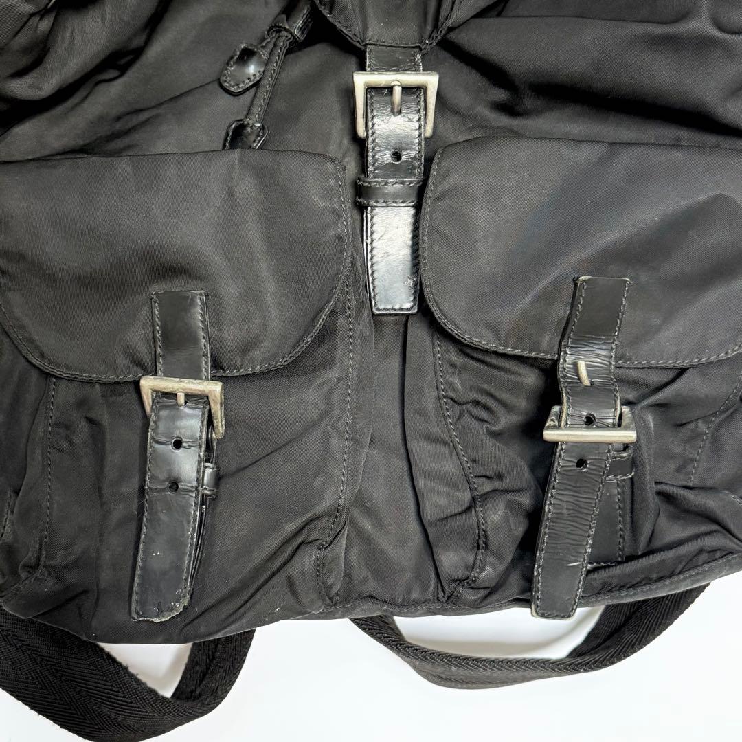 PRADA リュック 三角ロゴ ナイロン テスート レザー 黒 ブラック 巾着型