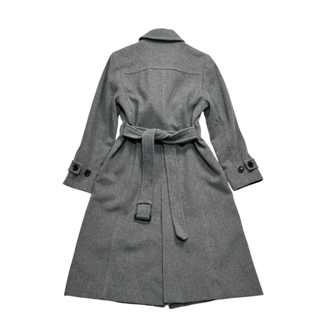美シルエット ポールスチュアート ロング コート カシミヤ ベルト グレー