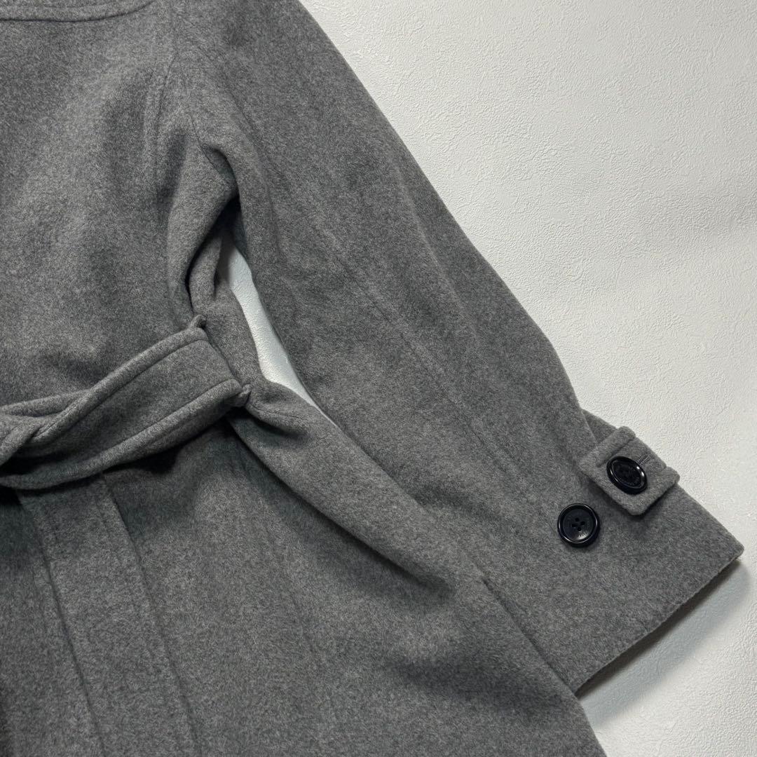 美シルエット ポールスチュアート ロング コート カシミヤ ベルト グレー