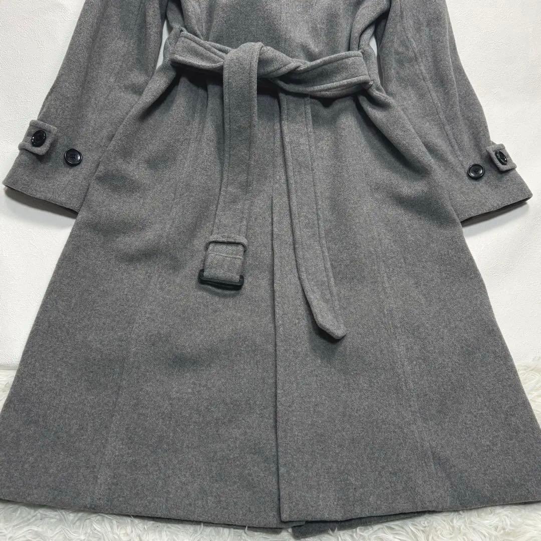 美シルエット ポールスチュアート ロング コート カシミヤ ベルト グレー