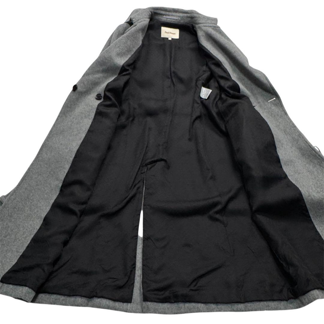 美シルエット ポールスチュアート ロング コート カシミヤ ベルト グレー