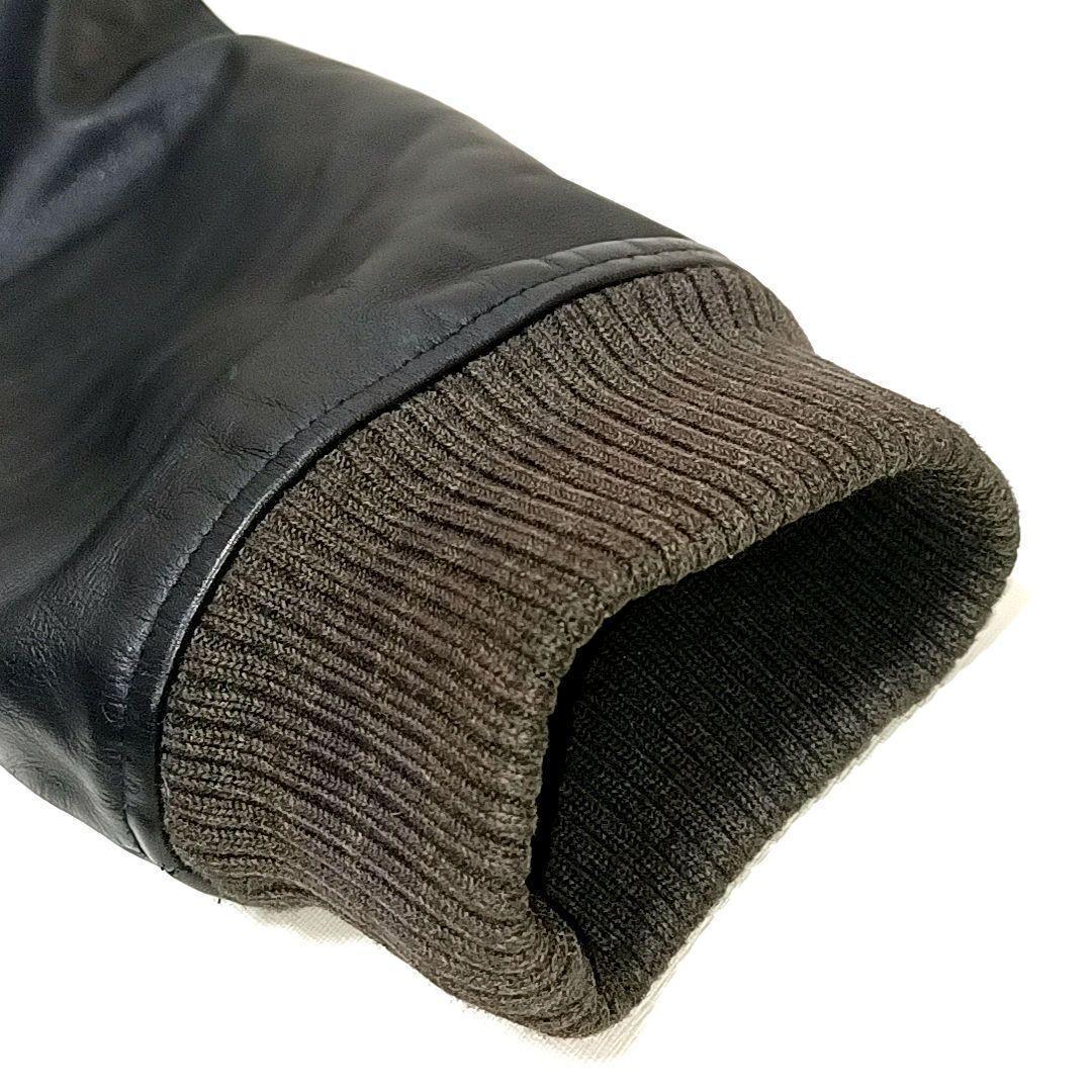 00s★2XL　ティンバーランド　レザー×メルトン　刺繍デカロゴ　スタジャン　黒