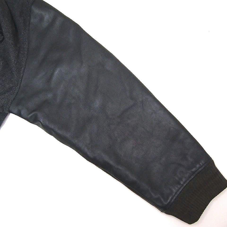 00s★2XL　ティンバーランド　レザー×メルトン　刺繍デカロゴ　スタジャン　黒