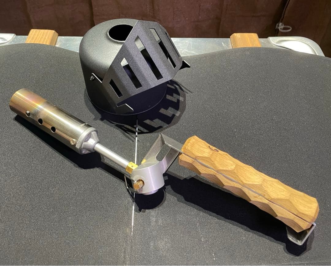 スノーピーク フォールディングトーチ アシモクラフツ 黒騎士OD缶カバーセット