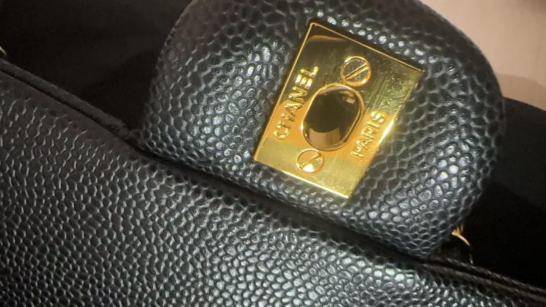 ブラックレザー ショルダーバッグ CF 20*12*6CM