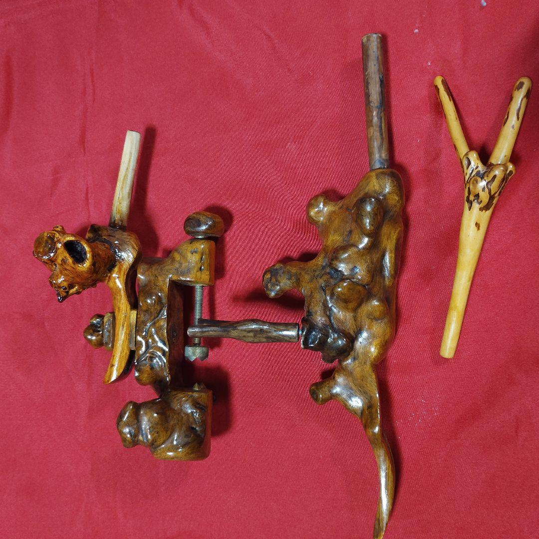 ヘラブナ釣り万力・希少天然杜松 弓型万力・杜松竿枕１点物希少です