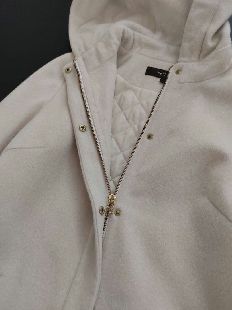 Reflect リフレクト 裏キルト ウール フーディー コート L