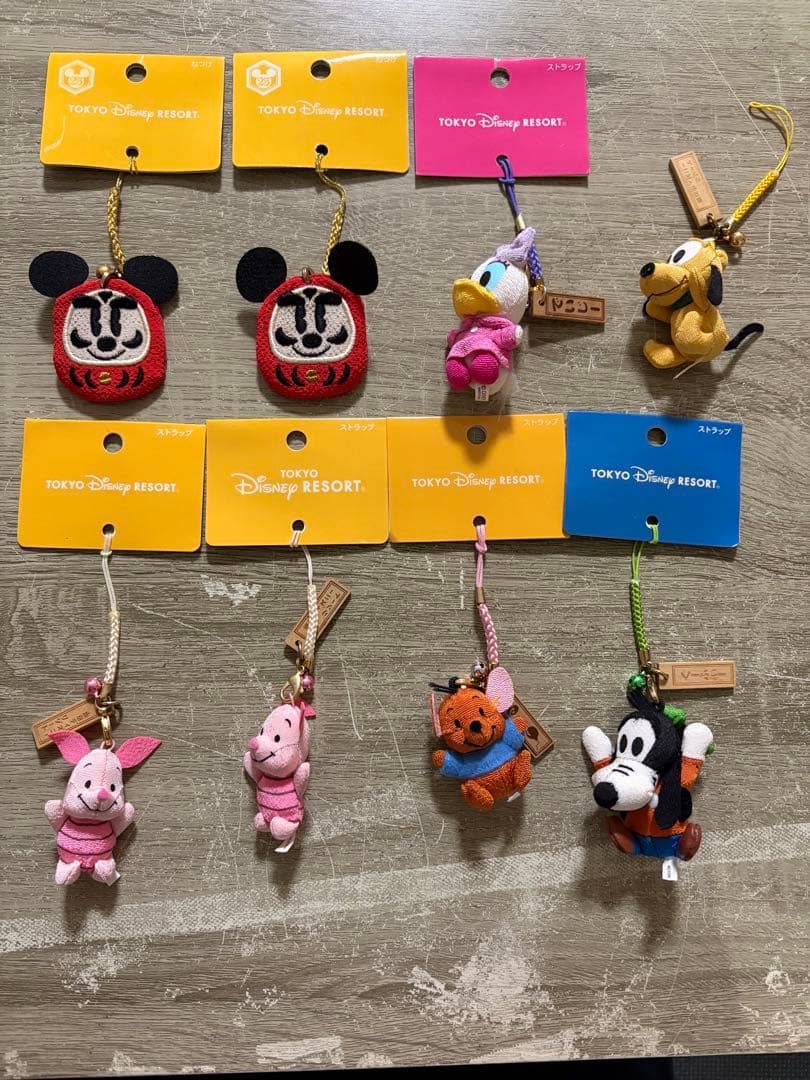 ディズニーキャラクター ストラップ ちりめん ねつけ セット