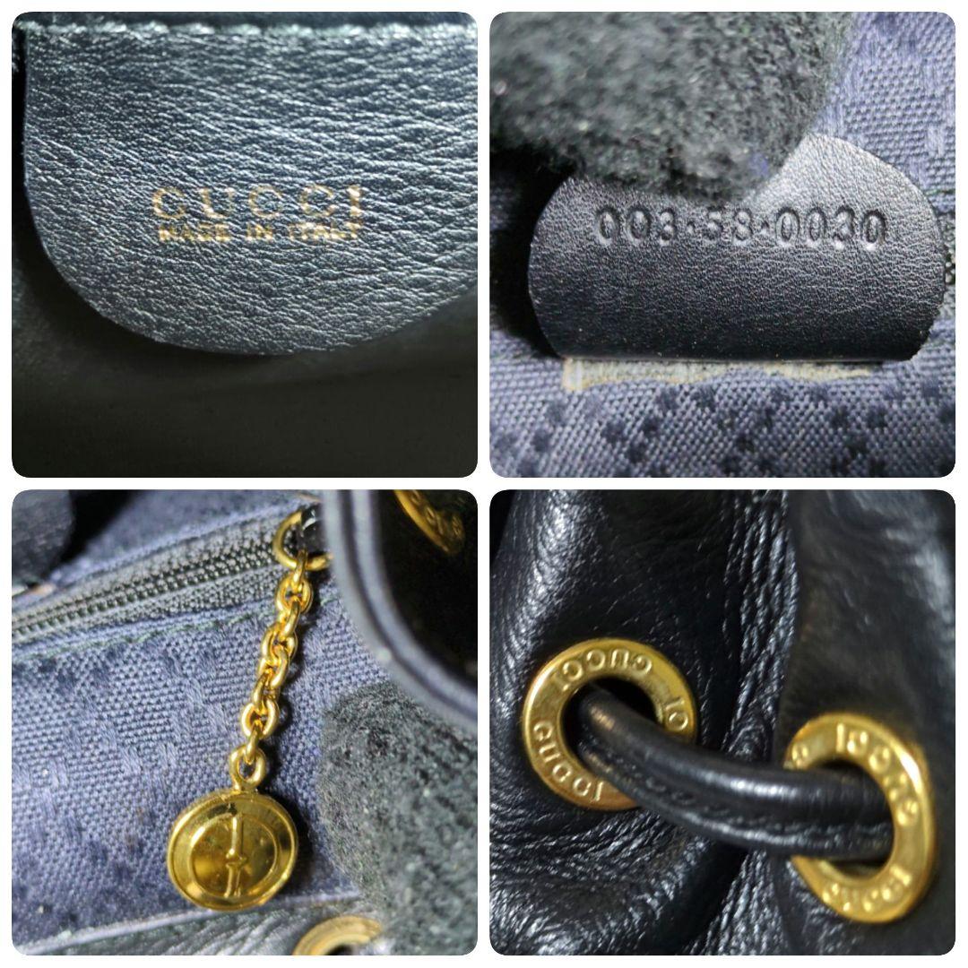 希少 GUCCI グッチ バンブー レザー リュック ブラック ゴールド