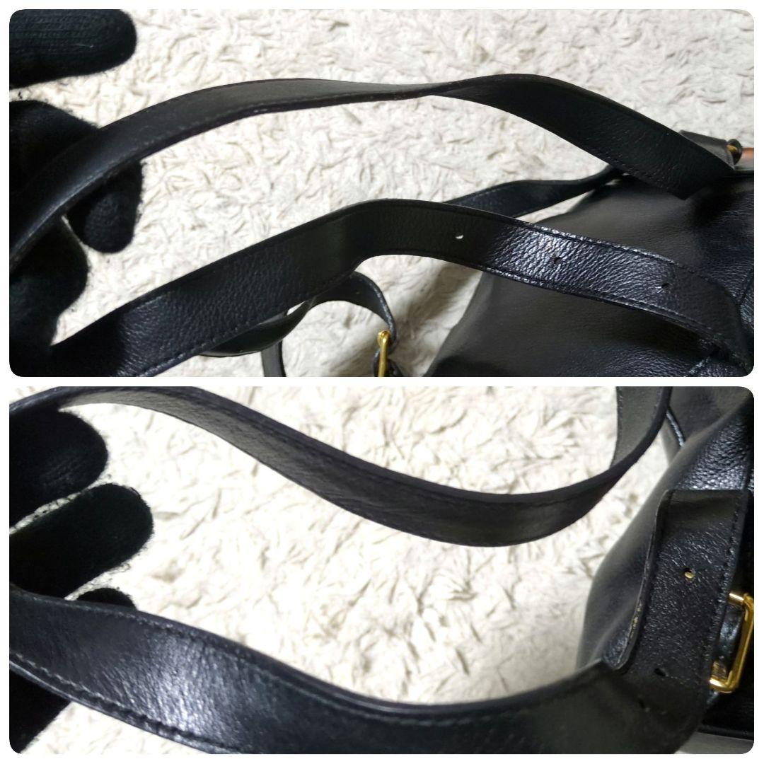 希少 GUCCI グッチ バンブー レザー リュック ブラック ゴールド