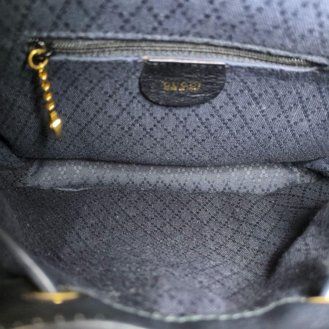 希少 GUCCI グッチ バンブー レザー リュック ブラック ゴールド