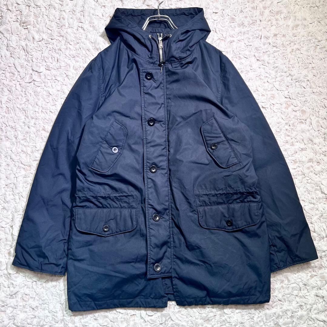 『MHL.』　モッズコート　ダウンジャケット　フード　上品　ネイビー　【L】