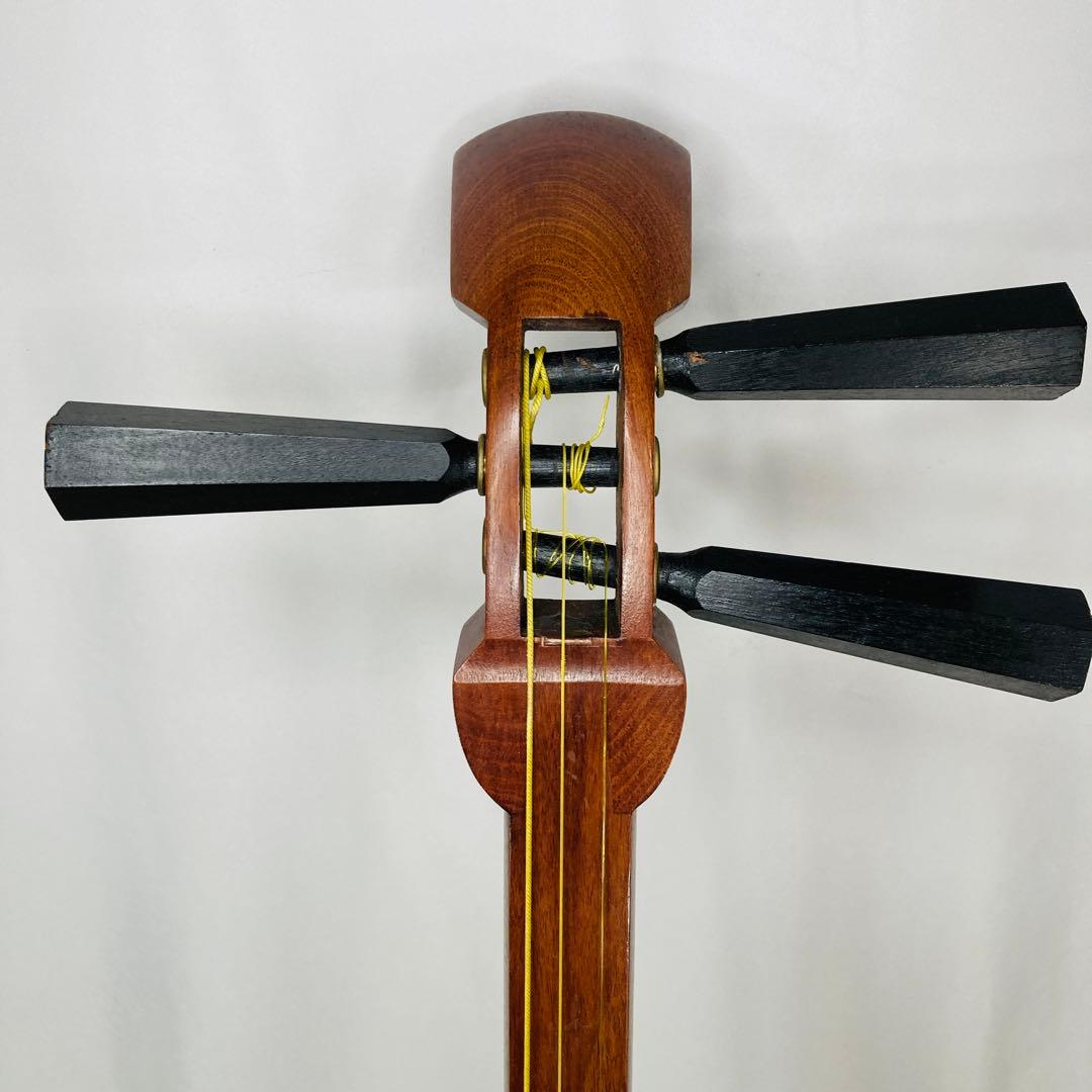 三味線 花梨材 太棹 胴破れなし 人口革 正寸