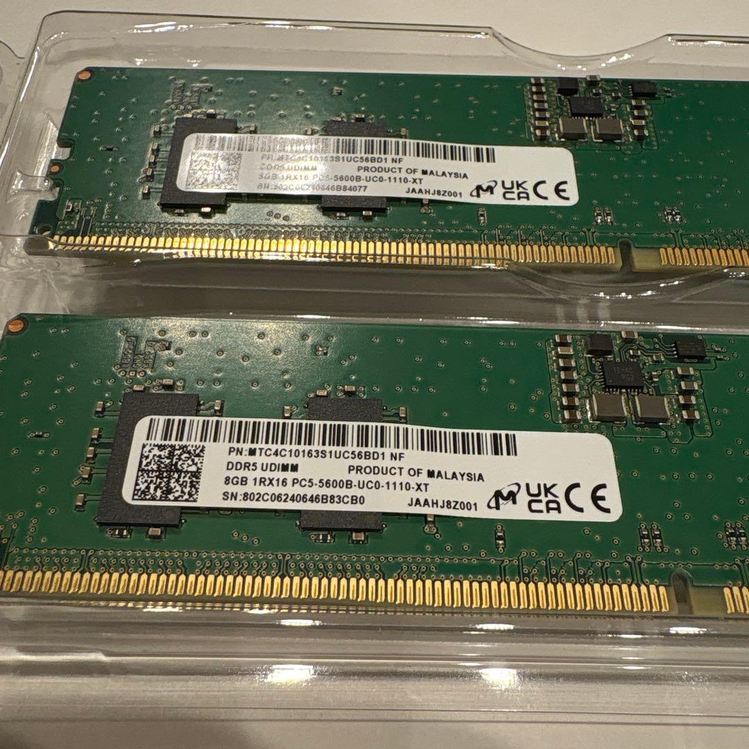 DDR5-5600 8GB 2枚　MTC4C10163S1UC56BD1