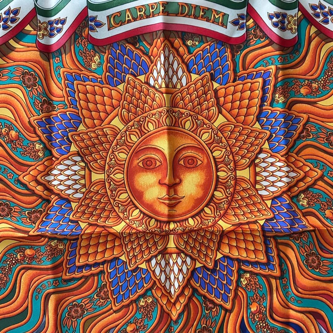 HERMÈS エルメス スカーフ カレ90 今日一日を楽しむ シルク