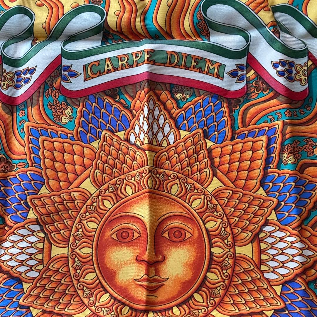 HERMÈS エルメス スカーフ カレ90 今日一日を楽しむ シルク