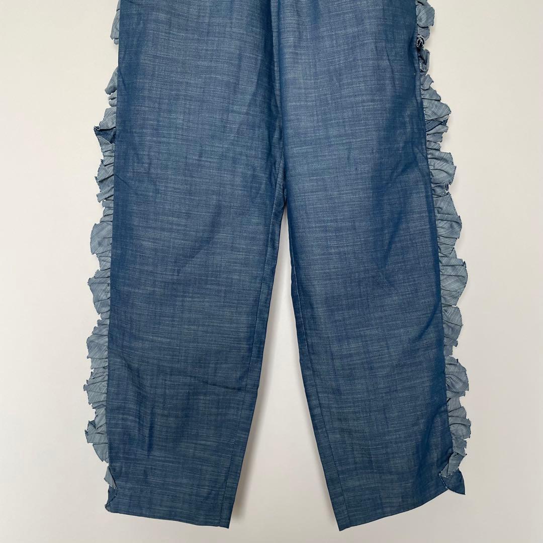 Rhodolirion ロドリリオン　サイドフリル　　シャンブレー パンツ