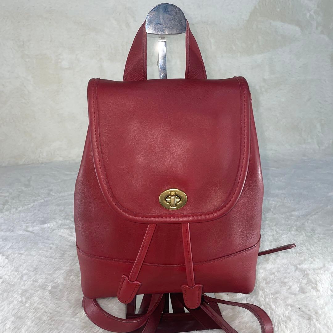 【美品】OLD COACH オールドコーチ リュック 赤 ターンロック USA製