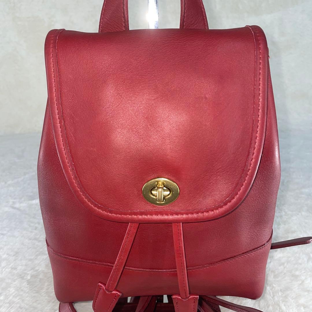 【美品】OLD COACH オールドコーチ リュック 赤 ターンロック USA製
