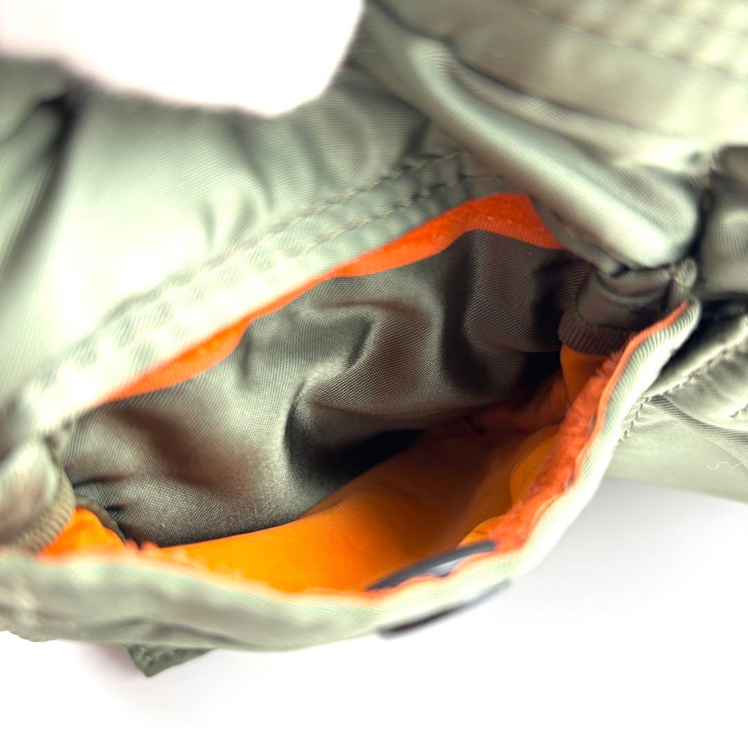 未使用に近い ポーター タンカー ミニ ショルダーバッグ ロゴ セージグリーン