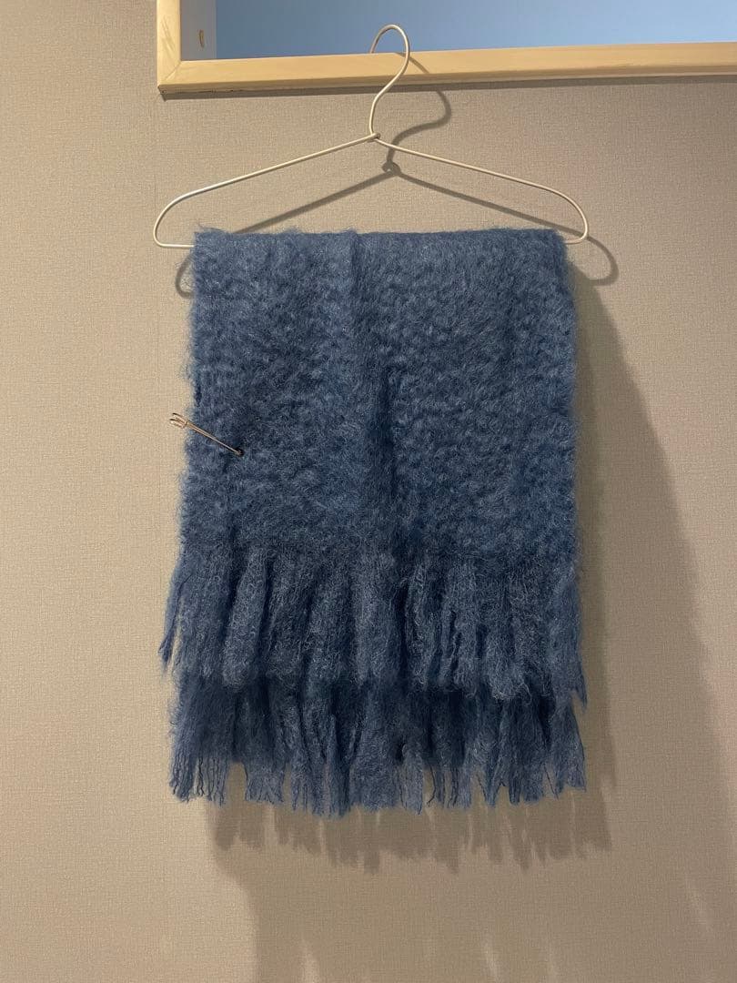 cinq wool展 モヘヤのストール（ブルー）大判 - メルカリ