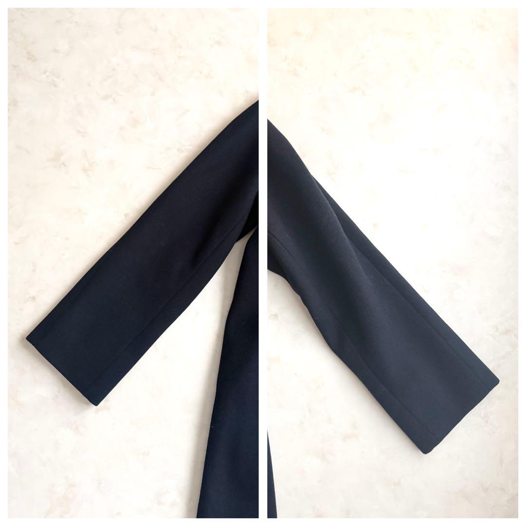 美品✨セオリーリュクス ノーカラー ロングコート ブラック36 ベルト付 ウール