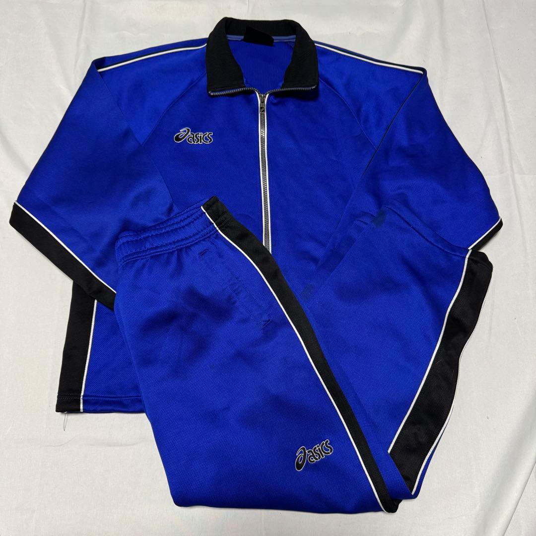オールド アシックス asics セットアップ ジャージ 青 - メルカリ