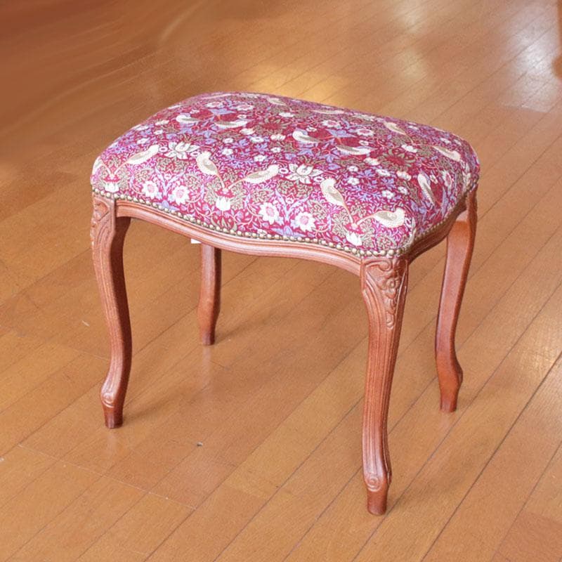 クラシックファブリック スツール いちご泥棒 赤 猫脚 足置き 602-1111