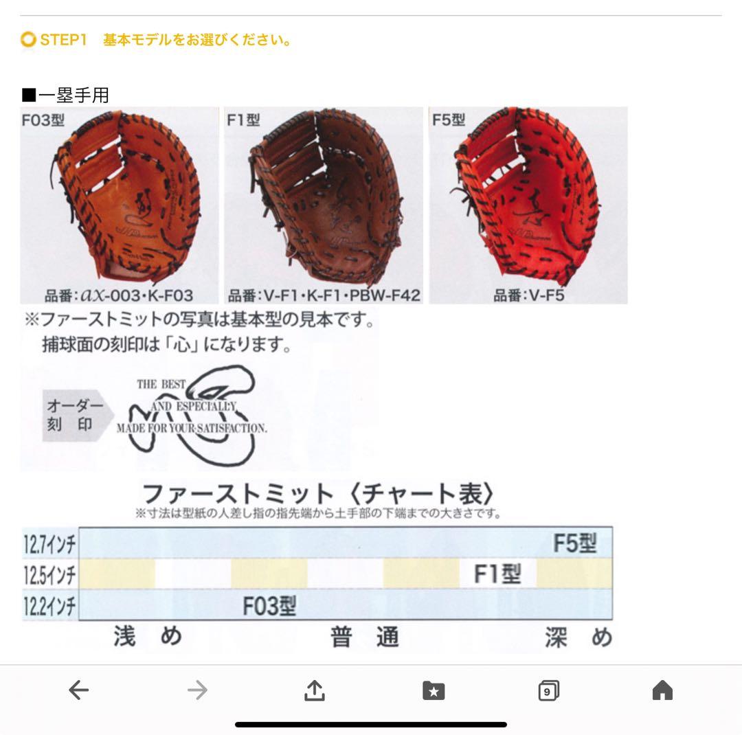 ハタケヤマ　オーダーグローブ　硬式ファーストミット　PRO F5モデル