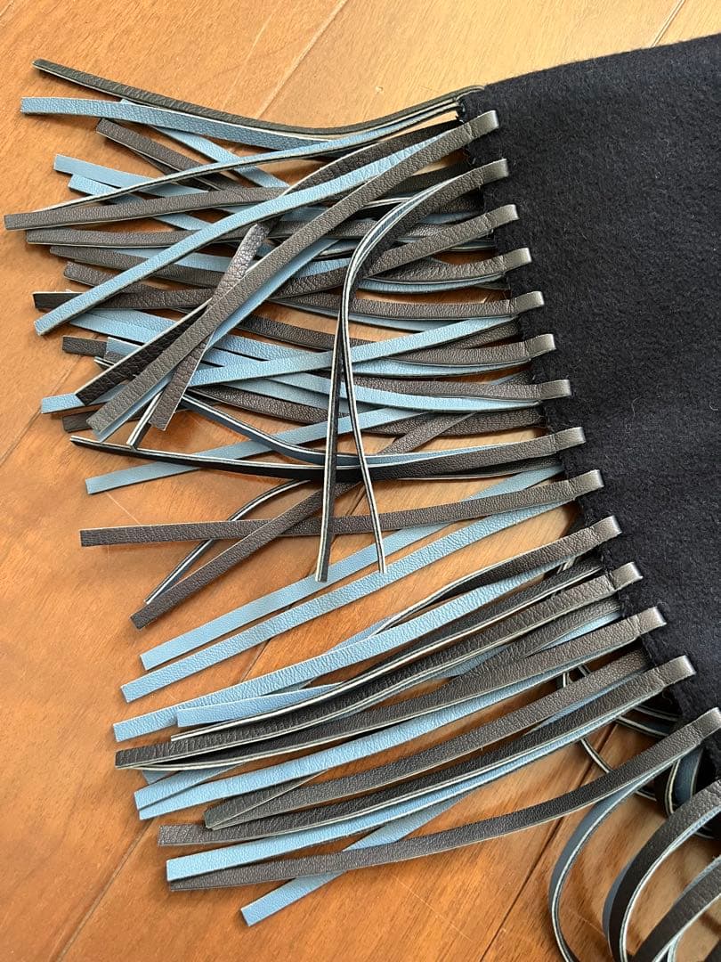 【極美品】FENDI フェンディ フォックスファー/レザーフリンジ ポンチョ