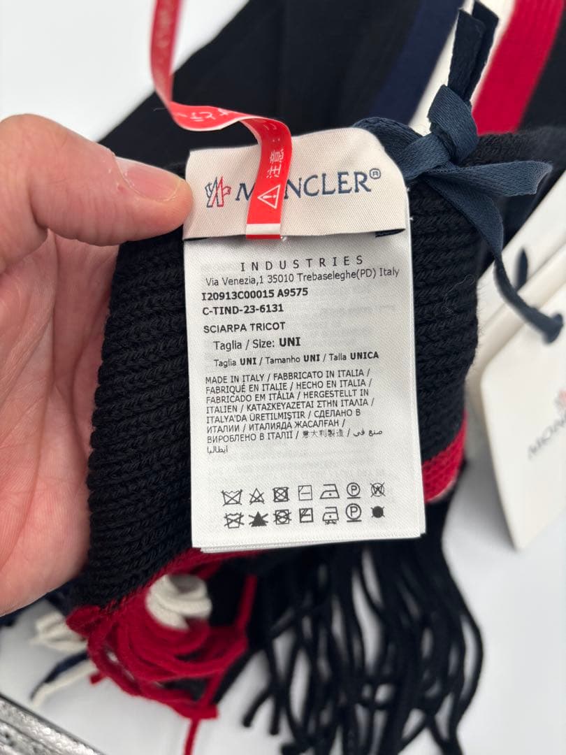 MONCLER マフラー ネイビー/ホワイト/レッド